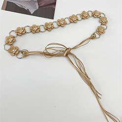 Мокасин Искусственная кожа цветок латунное кольцо звено цепи пояса живота цепи ремни для женщин, платина, мокасин, 1500 мм