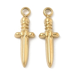 Настоящее золото 18K 304 подвески из нержавеющей стали, меч, ионное покрытие (ip), реальный 18 k позолоченный, 18.5x6x2.5 мм, отверстие : 1.6 мм