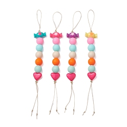 (52) Непрозрачная лаванда Акриловые планки мобильного, с силиконовыми бусинами, разноцветные, 17.6x2x1.1 см