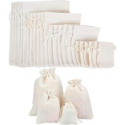 Кремово-белый 40шт. 4 размеры полиэстер имитация мешковины упаковочные мешки сумки с завязками, кремово-белые, 9~23x7~17 см, 10 шт / стиль