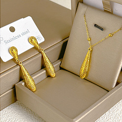 Золотой Комплект из ожерелий и серег-гвоздиков из нержавеющей стали в форме капли 304, золотые, 400 мм