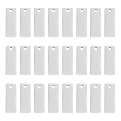 Нержавеющая Сталь Цвет 201 подвески из нержавеющей стали, прямоугольный шарм, цвет нержавеющей стали, 16x6x1.5 мм, отверстие : 1.6 мм, 30 шт / коробка