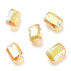 Солнце Стеклянные стразы подвески, граненые, прямоугольные, солнце, 9x6x3 мм, отверстие : 1 мм