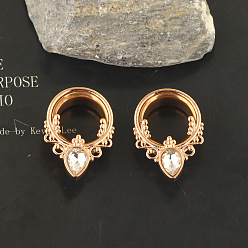 Light Gold 316l хирургическая нержавеющая сталь кристалл горный хрусталь каплевидные беруши калибры, Винтовой туннельный ушной расширитель для мужчин и женщин, золотой свет, 10 мм