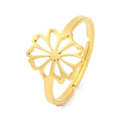 Цветок 201 регулируемое кольцо из нержавеющей стали для женщин, футбол/цветок/кошка/сердце/собака, цветок, 12.5 мм, внутренний диаметр: 18 мм