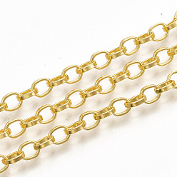 Золотой Железо кабельные сети, несварные, с катушкой, Плоско-овальные, золотые, 5.5x4.3x1.2 мм, около 164.04 футов (50 м) / рулон