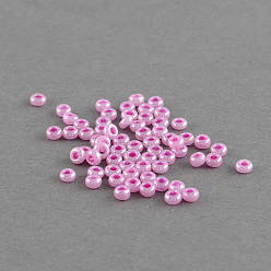 Ярко-Розовый Fgb 12/0 круглый стеклянный бисер класса А, Цейлон, ярко-розовый, 2x1.7 мм, отверстие : 0.3 мм, около 30000 шт / упаковка