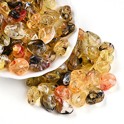 (932FM) Темно-синий аква-матовый с подкладкой Прозрачные акриловые бусины, самородки, два тона, темно-золотистые, 16.5x13x10 мм, отверстие : 1.6 мм, Около 462 шт / 500 г