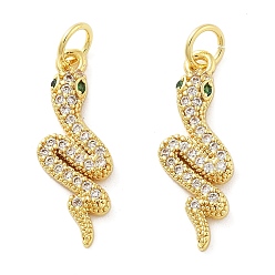 Настоящее золото 18K Латунные микро проложить кубического циркония подвески, змея, без свинца и без кадмия, долговечный, стойки покрытие, с целью перехода в кольце, реальный 18 k позолоченный, 21.5x8x2.5 мм, отверстие : 3 мм