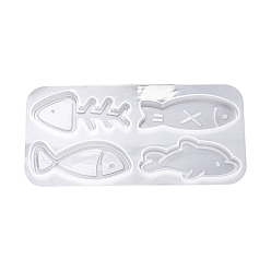 White DIY Fish Cabochon Silicone Molds, Hair Clip Making, Resin Casting Molds, For UV Resin, Epoxy Resin Jewelry Making, White, 113x55x6mm, Inner Size: 20~23x52mm