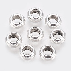 Античное Серебро Европейские бусины тибетского стиля , бусины с большим отверстием, без кадмия, без никеля и без свинца, пончик, античное серебро, 10x4 мм, отверстие : 5 мм