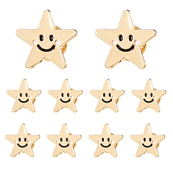 Золотой 10 шт. эмалированные булавки, Задняя часть булавки из цинкового сплава для рюкзака, звезда, золотые, 18.5x19.5 мм