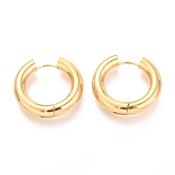 Золотой Вакуумное покрытие pvd 202 серьги-кольца из нержавеющей стали, с 316 хирургическим стержнем из нержавеющей стали, кольцо, золотые, 4 датчик, 29x30x5 мм, штифты : 1 мм