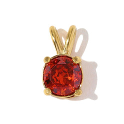 Красный 304 подвески из нержавеющей стали с кубическим цирконием, плоско-круглые, ионное покрытие (ip), реальный 18 k позолоченный, красные, 11x6 мм