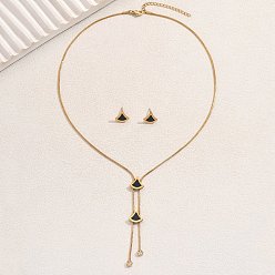 Fan Комплект украшений из нержавеющей стали в форме сердца, цветка, веера, кисточки для женщин, комплекты из ожерелий-лариатов и серег-гвоздиков, вентилятор