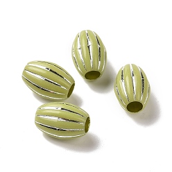 Dark Khaki Opaque Acrylic Beads,  Silver Metal Enlaced, Oval, Dark Khaki, 15.8x11mm, Hole: 4.8mm, about 540pcs/500g