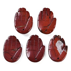 Красная Радужная Яшма Подвески из натуральной красной радуги яшмы, хамса руки, 26~27x18.5~19x6~6.5 мм, отверстие : 1.5 мм