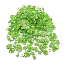 Лайм Набор для поиска ювелирных изделий в перламутровом стиле своими руками, включая пластиковую бусину, кабошон, звено и подвески, Цветок/капля/бантик/сердце/звезда/треугольник, желто-зеленые, 6~35x6~40x2~12 мм, отверстие : 1.2~2.8 мм, Около 783 шт / 500 г