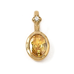 Yellow Birthstone Glass Pendants, Faceted Oval Charms, with 316 Stainless Steel Findings, Golden, Yellow, 19x8x7mm, Hole: 6x3.5mm