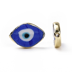 Морской Синий Бусины лэмпворк , с латунной фурнитурой золотого цвета, без кадмия и без свинца, конский глаз с дурным глазом, Marine Blue, 14x20x4.5 мм, отверстие : 1.4 мм