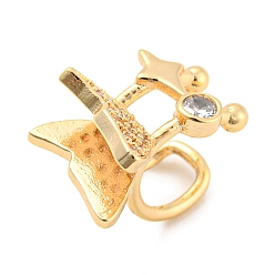 Звезда Серьги-каффы из латуни с покрытием из настоящего золота 14k и фианитами, долговечный, звезда, 13x11x10 мм