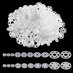 Прозрачный Кнопки смолы оснастки, кнопки для одежды, плоско-круглые, прозрачные, 7~20x1~1.5 мм