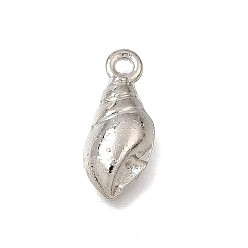 Shell Shape Pendentifs en alliage, breloques d'animaux marins, platine, forme de coquille de conque, 16x7x3mm, Trou: 1.5mm, environ1923 pcs / 1000 g
