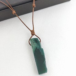 Зеленый агат Натуральный зеленый оникс агат (окрашенный и нагретый) прямоугольные подвески ожерелья, Ожерелья из искусственной кожи цвета верблюжьей шерсти для женщин, 19.69~23.62 дюйм (50~60 см)
