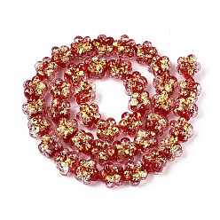 Темно-Красный Нити из фольги в технике лэмпворк, цветок, темно-красный, 10.5~11x11~12x8~9 мм, отверстие : 1~1.2 мм, около 40 шт / нитка, 16.54~16.73'' (42~42.5 см)