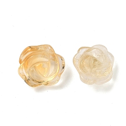 Цитрин Нагретые бусины из натурального цитрина, половине просверлил, резной, цветок розы, 12~14x6~10 мм, отверстие : 0.9 мм