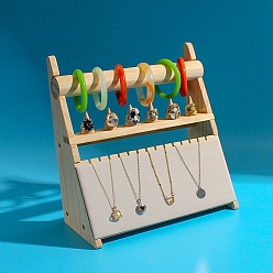 Фора Многофункциональная деревянная стойка для ювелирных изделий, с бантиком, для дисплея ожерелья, кольца, браслета, оранжевые, 30x15.5x31 см