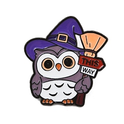 Сова Эмалированные булавки на Хэллоуин, булавки для лацканов из сплава для одежды рюкзака, сова, 30x28 мм