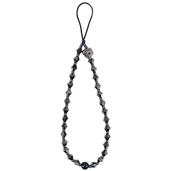 Черный Стеклянные бусины черепа мобильные ремни, двухконусные, чёрные, 210 мм