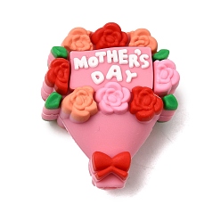 Pink Силиконовые бусины на день матери, фокусные бусы, цветок, розовые, 30x25x15 мм, отверстие : 2 мм