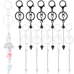 (52) Непрозрачная лаванда 10 шт. 2 цвета сплава стержни для ключей с бусинами застежки, с пластиковой бисера, разноцветные, 160 мм, 5 шт / цвет