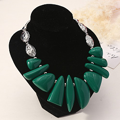 Морско-зеленый Ожерелья из нерегулярных бусин из смолы, ювелирные изделия из сплава для женщин, платина, цвета морской волны, 17.72 дюйм (45 см)