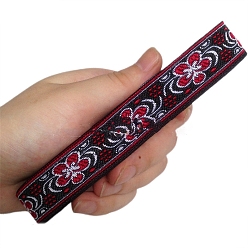 Красный 6.8m жаккардовая лента с цветочным рисунком в этническом стиле из полиэстера, красные, 3/4 дюйм (20 мм), около 7.44 ярдов (6.8 м) / рулон