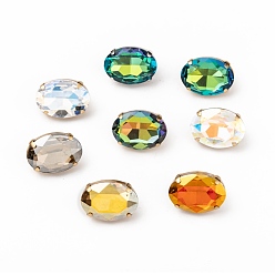 (52) Непрозрачная лаванда Латунь обувь пряжка клипы, со стеклянными стразами, для украшения сумки для обуви, кошелек аппаратные аксессуары, граненые, овальные, платиной и золотом, разноцветные, 18x25x10 мм