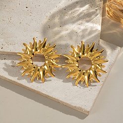 Настоящее золото 18K 304 серьги-гвоздики из нержавеющей стали, без кадмия, без никеля и без свинца, ионное покрытие (ip), реальный 18 k позолоченный, 55x55.5 мм