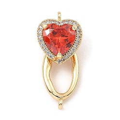 Золотой Латунные микро проложить кубического циркония раз за застежками, овальное кольцо, золотые, Сердце: 14x11x9 mm, отверстие : 1.4 мм, овальные кольца: 16.5x9x2 мм, отверстие : 1.2 мм, 11.5x5.5 мм внутренним диаметром