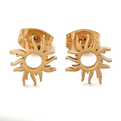 Солнце 304 из нержавеющей стали серьги, золотые, солнце, 10x9 мм