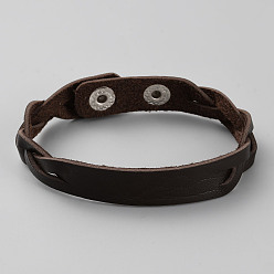 Кокосово-Коричневый Простой браслет из искусственной кожи с пряжками, кокосового коричневый, 9-1/8 дюйм (23 см)