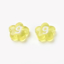 Mixed Color Imitation Jelly Acrylic Beads, Mixed Letters, Horizontal Hole, Flower, Mixed Color, about 12mm in diameter, 4~5mm thick, hole: 2mm, about 1200pcs/500g