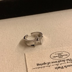 Звезда Кольца-манжеты из сплава с кристаллами и стразами, платина, звезда, внутренний диаметр: регулируемый