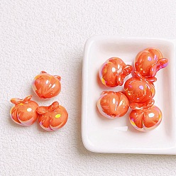 Оранжевый Uv акриловые покрытия бусины, переливающийся персик, оранжевые, 16 мм, отверстие : 2 мм