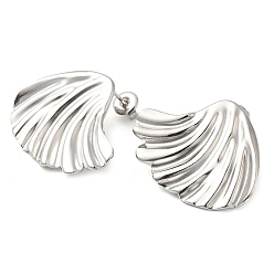 Нержавеющая Сталь Цвет Не тускнеют 304 серьги-гвоздики из нержавеющей стали, вентилятор, цвет нержавеющей стали, 24x31 мм