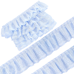 Светло-Синий 5 ярдов двойной полиэстеровой кружевной отделки для украшения шитья, голубой, 2-1/4 дюйм (56.5 мм)