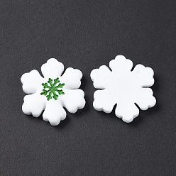 Белый Непрозрачные кабошоны из смолы, на Рождество, Рождественские снежинки, белые, 26x23x3.5 мм