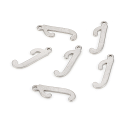 Letter J Не тускнеющие 201 подвески из нержавеющей стали, лазерная резка, буквы, цвет нержавеющей стали, letter.j: 16.5x5x1.2 мм, отверстие : 1 мм