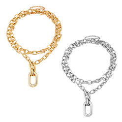 (52) Непрозрачная лаванда 4 шт. 2 цветные двухслойные овальные подвески из сплава, разноцветные, 14.37~21.26 дюйм (36.5~54 см), 2 шт / цвет